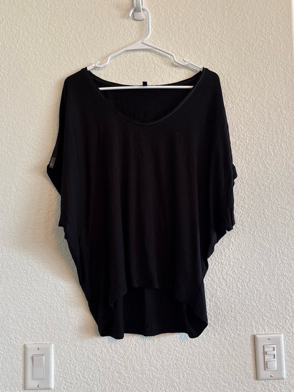 Black Women's Draped V-Neck Top